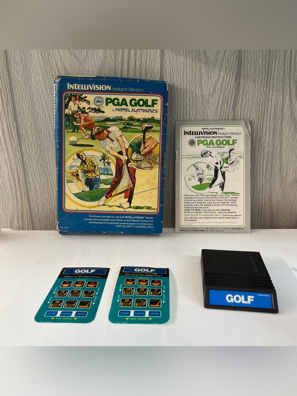 PGA Golf Intellivision CIB Complete w Overlays Tested Game Cartridge Manual Set